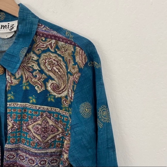 Miz California Women's M Vintage Blue Button Front Collared Western Style Shirt - Picture 4 of 6